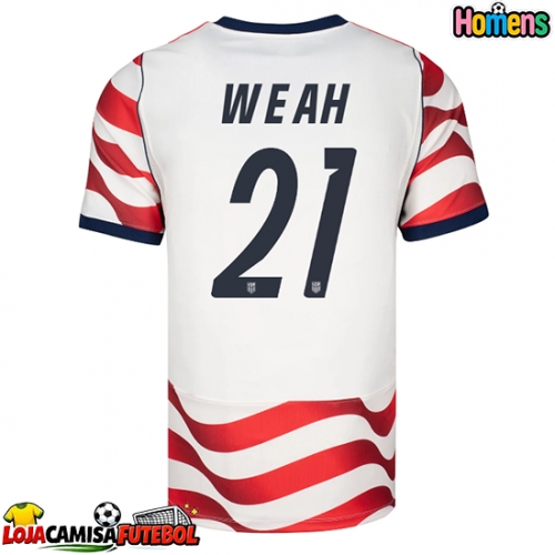 Camisa de Futebol Estados Unidos Timothy Weah #21 Equipamento Principal Mundo 2026 Manga Curta